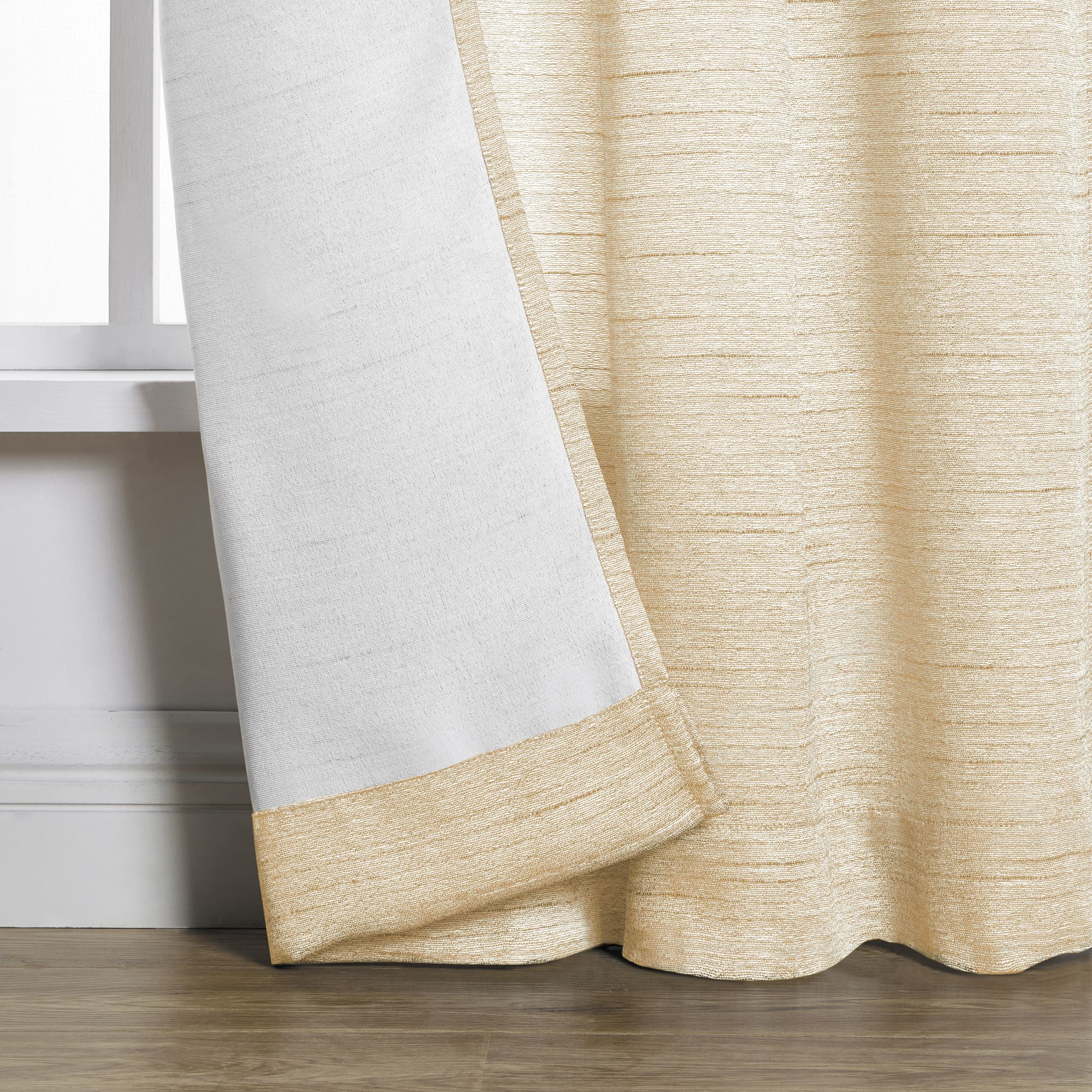 Mainstays Light Filtering Yellow Curtains For Bedroom And Living Room, Linen Look, 2 Panel Set