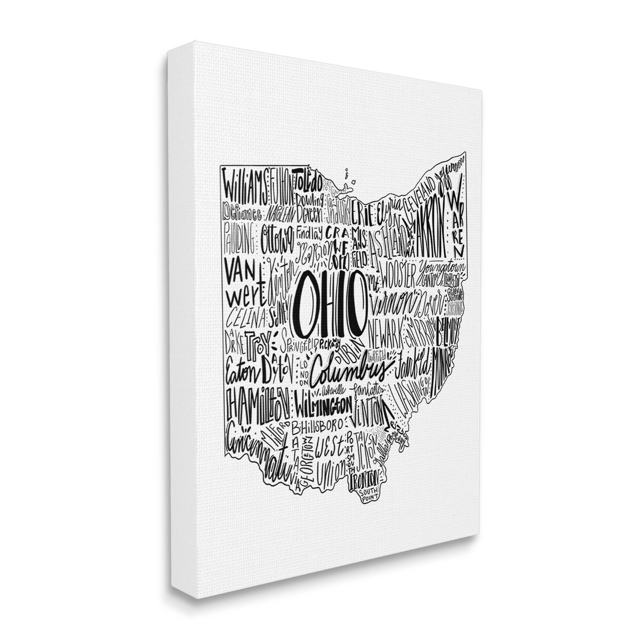Stupell Industries Typography Cities Ohio State Graphic Art Gallery Wrapped Canvas Print Wall Art, Design by The Saturday Evening Post