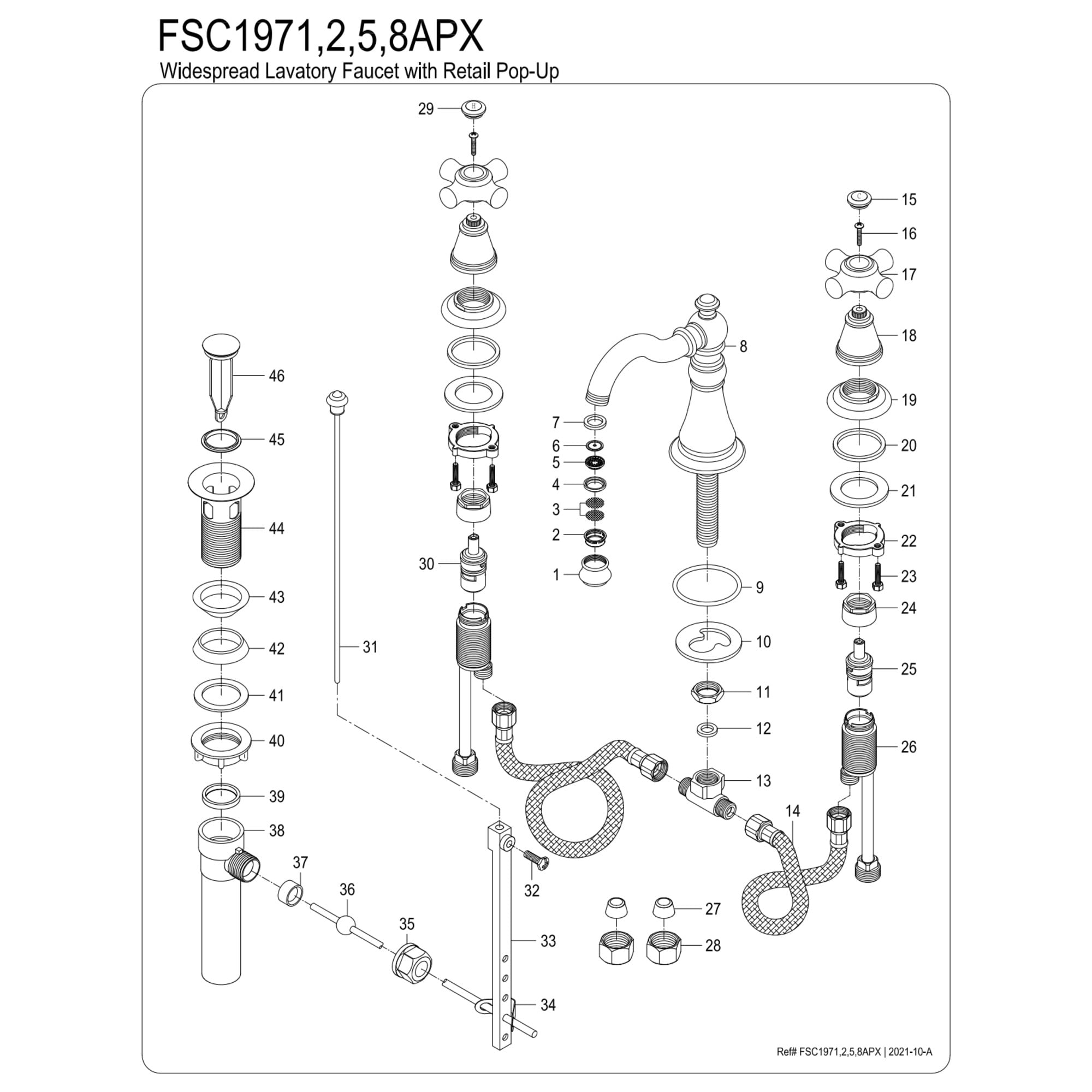 Kingston Brass FSC1972APX American Classic Widespread Bathroom Faucet with Pop-Up Drain, Polished Brass