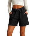 thumbnail image 3 of Women's Jean Shorts Drawstring Mid Waisted Denim Shorts with Pockets Casual Summer Jeans Trendy by Yigetop Black S, 3 of 7