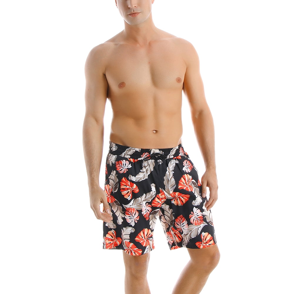 Father and Son Matching Swim Trunks,Men Kids Boys Shorts Floral Print
