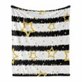 thumbnail image 1 of Star Soft Flannel Fleece Blanket, Stars and Dots with Digital Effect on Striped Pattern Celebration Theme Party, Cozy Plush for Indoor and Outdoor Use, 70" x 90", Black White Yellow, by Ambesonne, 1 of 6