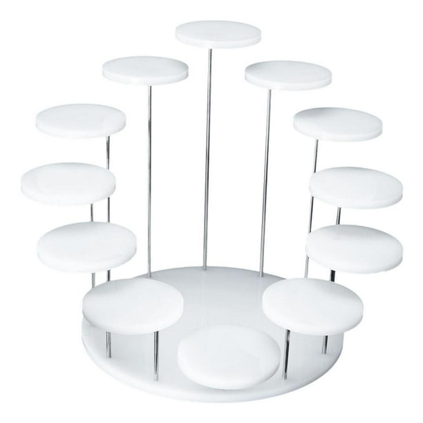 Soporte para pasteles, cupcakes y cosméticos para fiestas de cumpleaños, bodas y baby showers. Blanco L