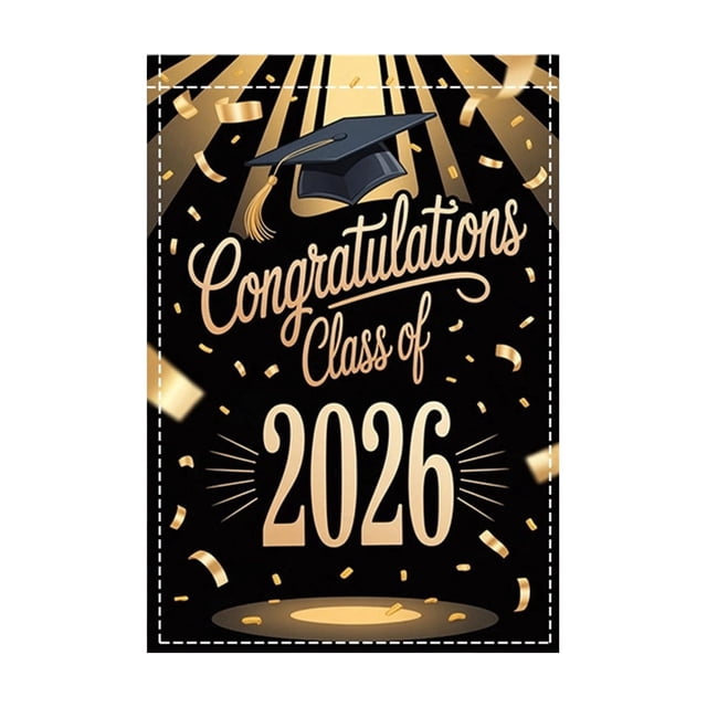 C Graduation Garden Flag 17.7X11.8 Inches Outdoor Patio Party Decoration Banner Photo Backdrop Polyester