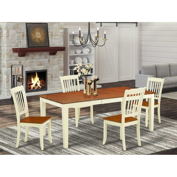 East West Furniture Dining Room Set Buttermilk & Cherry, QUDA5-BMK-W