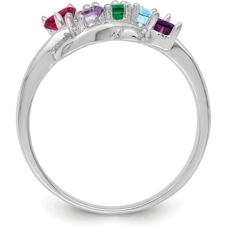 14k White Gold Polished 5 Stone Mothers Ring Mounting no stones included 2.9gm