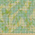 thumbnail image 2 of Grunge Fabric by the Yard, Pastel Exotic Jungle Leaves Paint Brushstroke Effects on Vintage Stripes, Decorative Upholstery Fabric for Sofas and Home Accents, Salmon Seafoam Green by Ambesonne, 2 of 5