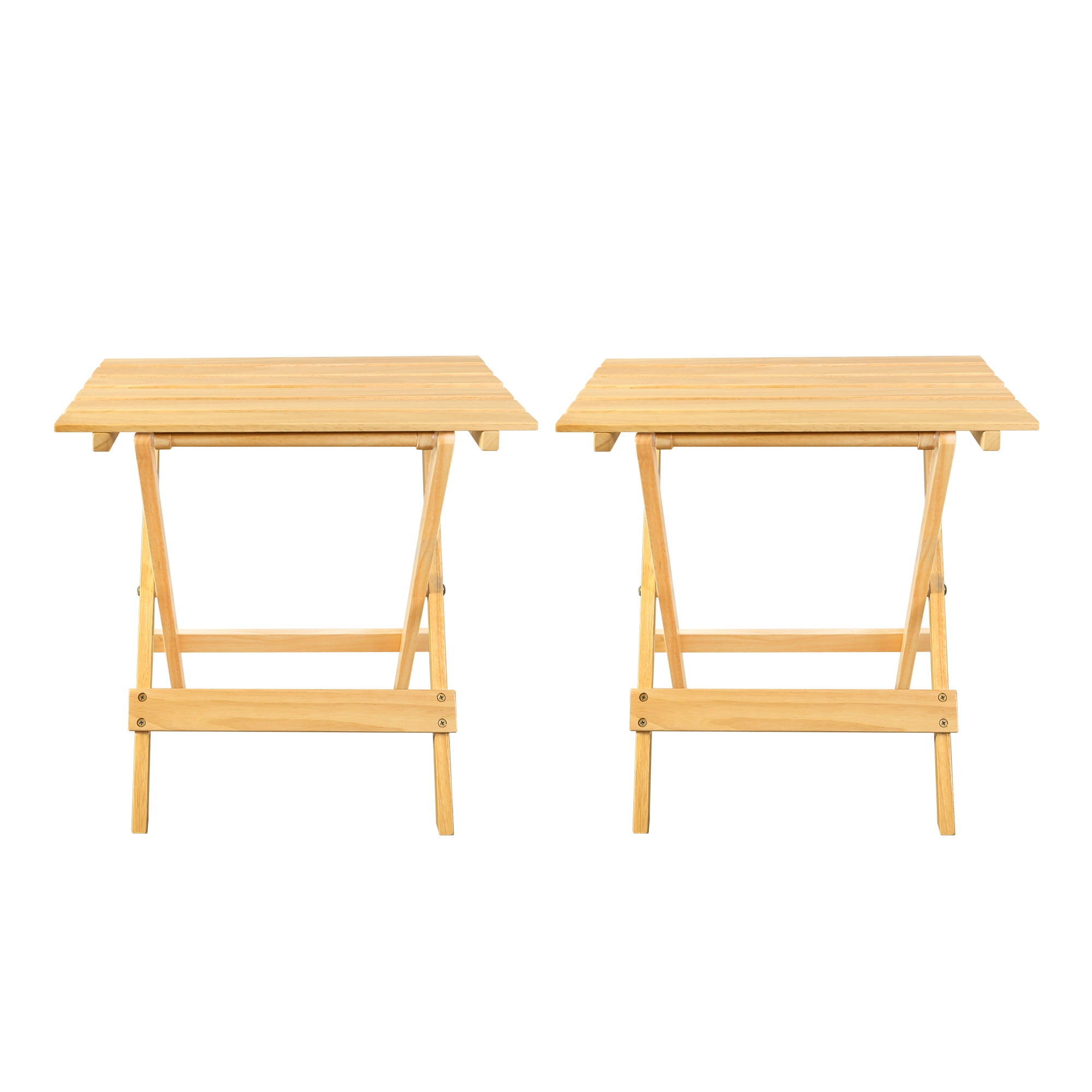 Casual Home Small Folding Side Table (2Piece Set), 100 Solid Wood