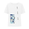 thumbnail image 4 of Raeneomay Oversized T Shirts for Women Casual Cotton and Linen Top Ocean Fish Printed Short Sleeve Button Tunic T-Shirt Blouse Tops, 4 of 4
