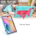 thumbnail image 4 of Galaxy Tab A7 10.4" Case SM-T500 T505, Alltyech Hybrid Dual Layers Kickstand Shockproof Drop Protection Rugged Kids Friendly Case Cover for Samsung Galaxy Tab A7 10.4" T500 2020, Aqua/Rose, 4 of 5
