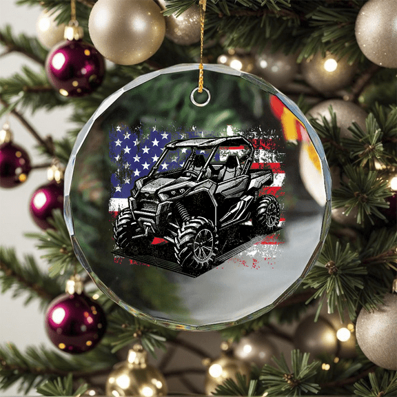Juxt American Flag UTV Ornament 4th of July Off-Road Design, Glass Ornament