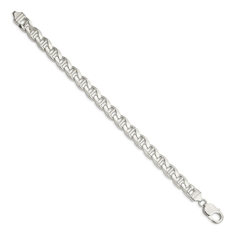 Primal Silver Sterling Silver 8.9mm Flat Anchor Chain Bracelet