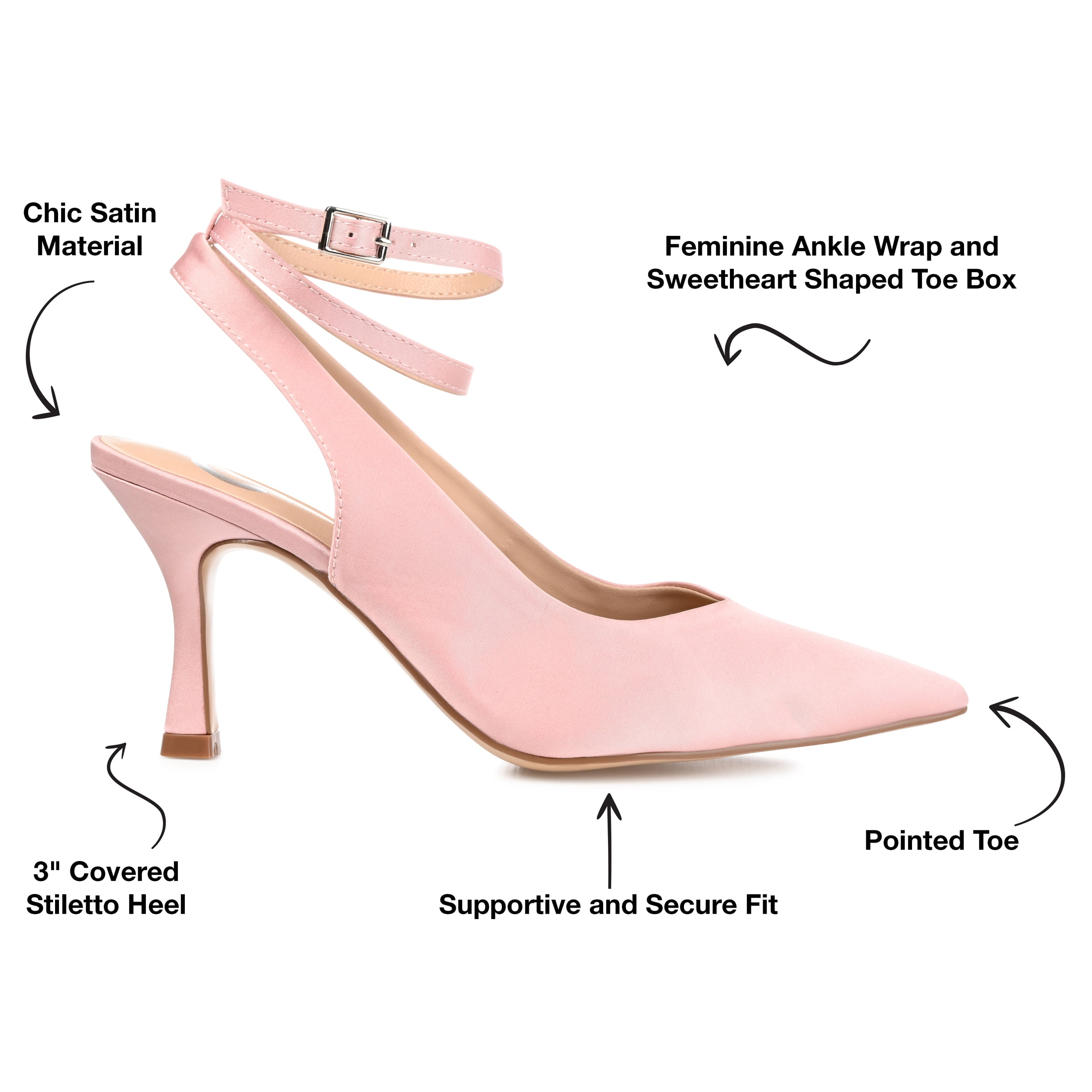 Journee Womens Marcella Buckle Mid Stiletto Pointed Toe Pumps, Widths Available