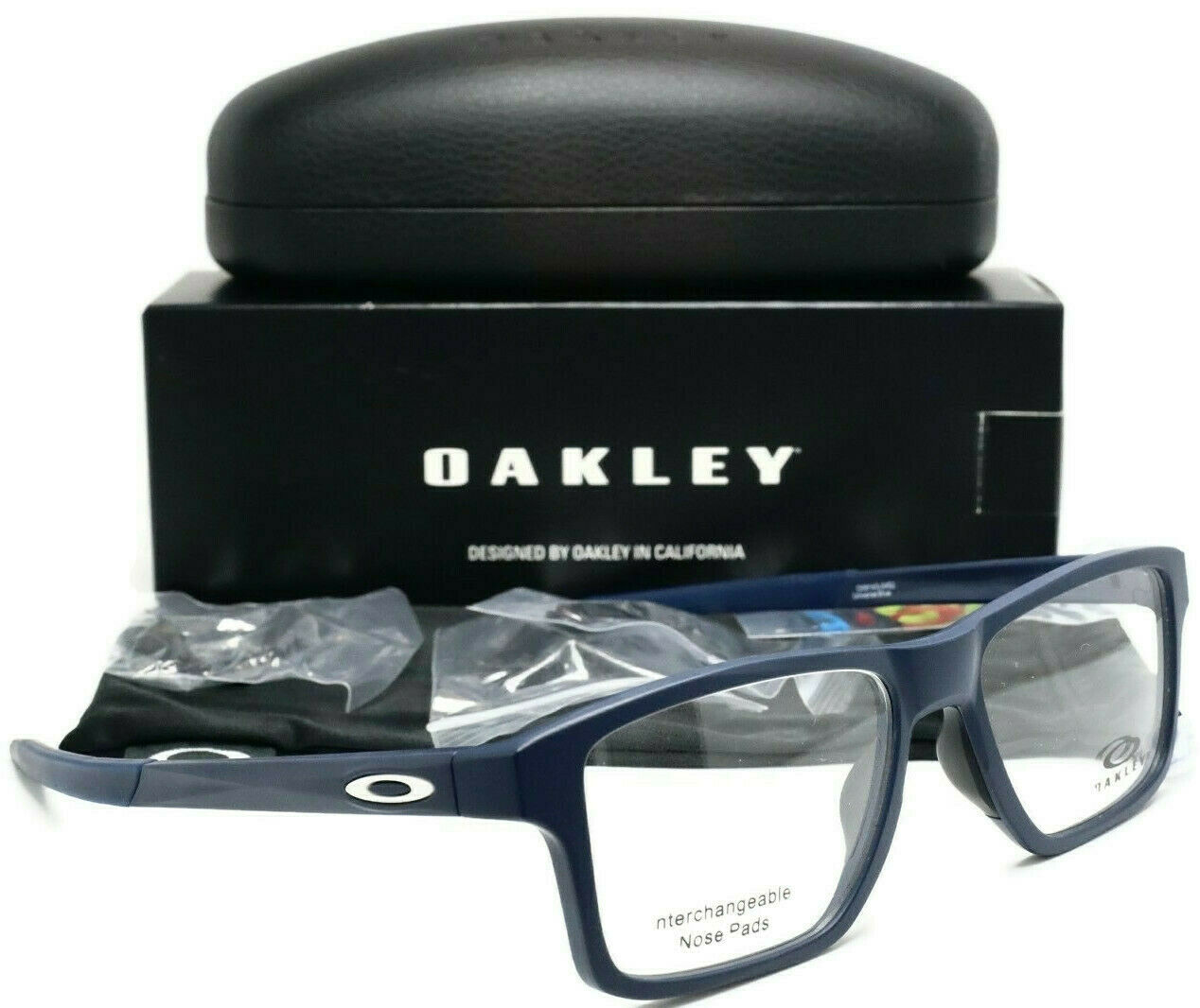 Oakley Chamfer OX8143-0452 Blue Squared Eyeglasses Clear Lenses 52mm -  