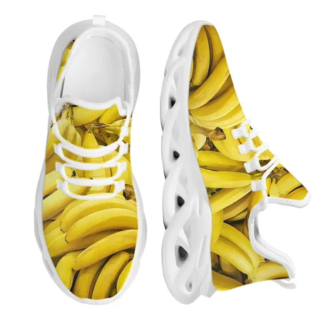 

Orange Banana Strawberry Fruit Print Mesh Sneakers for Women Lightweight Platform Shoes Female Cushion Zapatillas