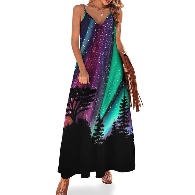 Aurora boreal de Alaska Aurora boreal Vestido sin mangas Vestido de lujo Vestidos de novia para fiestas