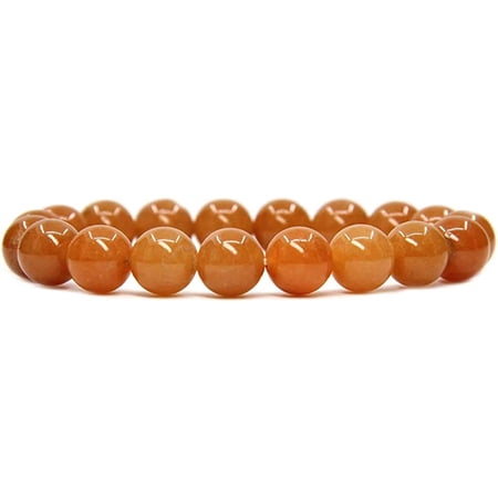 Angelstones Natural Orange Aventurine Genuine Semi-Precious Gemstones Healing 10mm Beaded Stretch Bracelet 7" Unisex