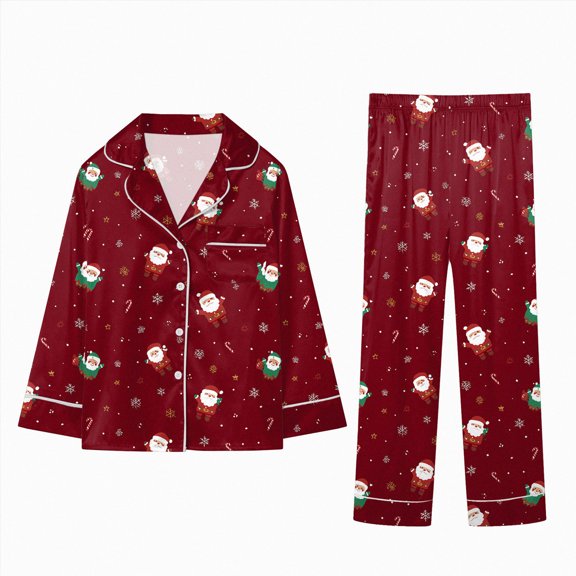 NOLDARES Matching Family Plaid Pajamas Set for Christmas, Long Sleeve with Pants Plaid Sleepwear Loungewear for Holiday Wear(Wine,C:3-4 Years)