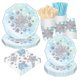 thumbnail image 3 of Frozen copo de nieve tema decoración de fiesta de cumpleaños platos y vasos de papel mantel Baby Shower niños niñas reina de la nieve decoración de fiesta de boda, 3 of 4
