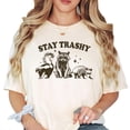 thumbnail image 3 of Stay Trashy Funny Raccoon Graphic T-Shirt Ivory Shirt Adult X-Large, 3 of 5