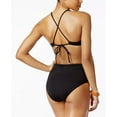 thumbnail image 3 of BAR III Women's Black Stretch Ruched Lined Moderate Coverage High Waisted Swimsuit Bottom M, 3 of 3