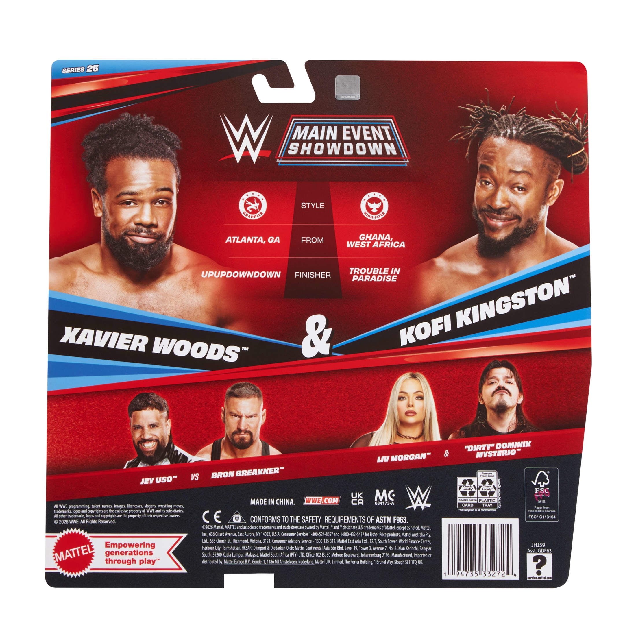 WWE Main Event Showdown Kofi Kingston & Xavier Woods Action Figures Set, Series #25, 6-inch