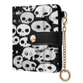 thumbnail image 2 of Small Wallet For Women Bifold Leather Pocket Coin Credit Card Holder With RFID Blocking Black White Color Skulls, 2 of 6