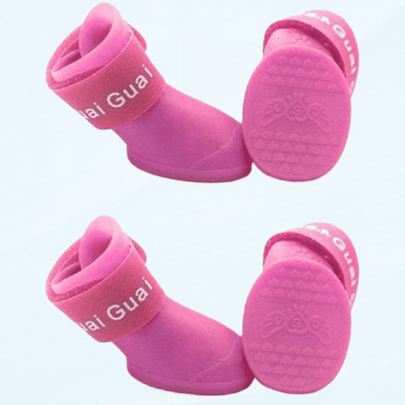4Pcs/Set Dog Boots Waterproof Silicone Shoes with Adjutable Strap Non-Slip for Pet Outdoor for Small Medium Dogs Pet Rain Boots Waterproof Dog Shoes for Rain Small Medium Size Dogs Outdoor Paw