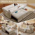 thumbnail image 4 of Hommoo 70" Convertible 2-in-1 Pull Out Couch Bed, Multi-Functional Corduroy Loveseat Sleeper Sofa Bed, White, 4 of 7