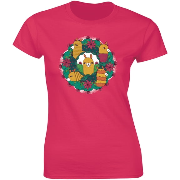 5 Cute llama Christmas Funny Animal Lover Women's T-Shirt