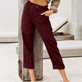 thumbnail image 2 of Chbgutlmr Womens Capri Pants Elastic Waisted Loose Lightweight Cropped Casual Straight Leg Trousers Pockets, 2 of 5