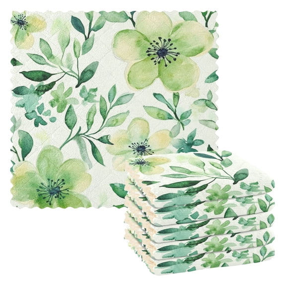 6 Pieces of Kitchen Towels 11x11Inch Kitchen Dish Cloths Kitchen Dish Towels Reuseable Cleaning Cloths Vibrant Turquoise Flowers