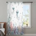 thumbnail image 4 of Coastal Jellyfish Sheer Curtains 45 Inches Long, Ocean Nautical Starfish Coral Seaweed Light Filering Curtains, Breathable Simi Curtain Privacy Drapes for Kitchen Bathroom Small Window Treatment, 4 of 9