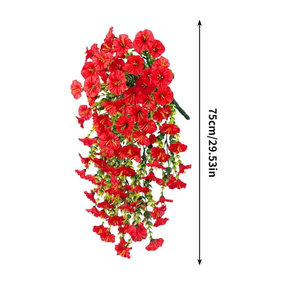 Artificial Flower Hanging Basket Wall Decor - 29.5 Inch Simulated Rose Vines Plastic Hanging Plants for Living Room, Ceiling, Balcony Indoor Outdoor Decoration A