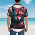 thumbnail image 6 of Balery Red Flame Wolf Head Print Men's Hawaiian Shirts Short Sleeve Beach Shirt Relaxed Fit Vacation Button Down Shirts-3X-Large, 6 of 9