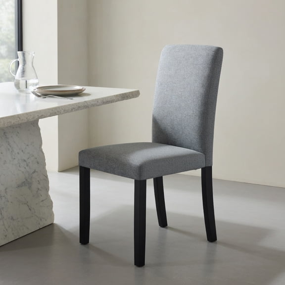 GVN Set of 2 Mid-Century Modern Dining Chairs with Rubber Wood Legs, Accent Seating for Kitchen, Dining Room Furniture, Gray