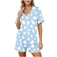 thumbnail image 5 of Dxzfnsa Womens Pajama Sets Short Sleeve Lounge Sets for Women Printed Jogger Pajama Set 2 Piece Pj Sets With Pockets S-2XL, 5 of 7