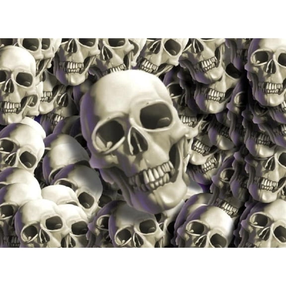 Collage of Skulls Edible Image Icing Cake Topper for Quarter Sheet Cake, by TNCT