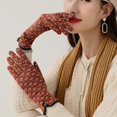 thumbnail image 5 of Gants Rouges Mitaines Femmes Automne Hiver Couleur Unie Rembourrés en Laine Tricotée Chauds, 5 of 5