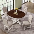 thumbnail image 2 of Noble HouseFunctional Furniture Retro Style Dining Table Set with Extendable Table and 4 Upholstered Chairs(Off White+Walnut), 2 of 9