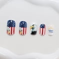 thumbnail image 2 of July 4 Independence Day Medium Square Patriotic Acrylic Press On Nails, US Flag Bald Eagle Fake Nails, 24 Pcs Reusable False Nails Set for Memorial Day Holiday Manicure with Jelly Glue Nail File, 2 of 9