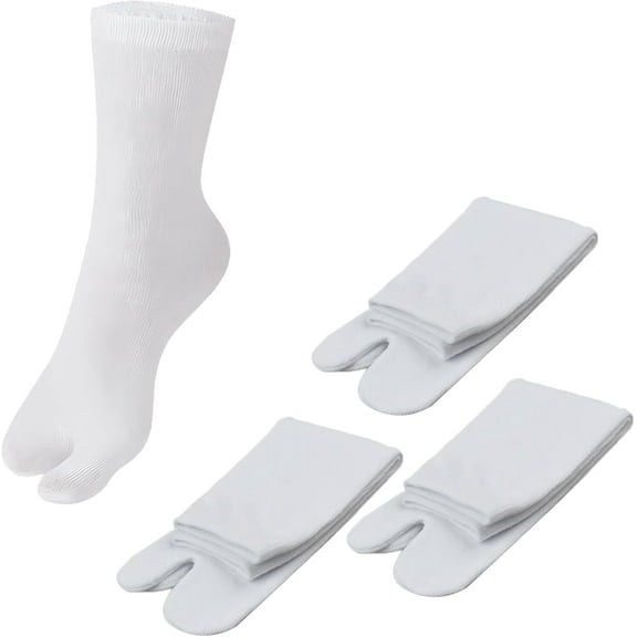 Kiibsot 3 Pairs Unisex Casual Japan Tabi Socks, Split 2 Toe Sandals Ninja Slipper Socks