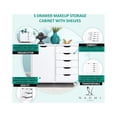 thumbnail image 4 of Naomi Home Adult 5-Drawer Storage Cabinet with Shelf and Wheels for Home Office, White, 4 of 10