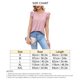 thumbnail image 4 of Camiseta de mujer con cuello en V y volantes de manga suelta con ribete de encaje de color puro con abertura en la espalda, 4 of 6