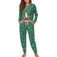 thumbnail image 4 of DISNIMO Women's Pajama Sets Santa Claus Snowflake Printed 2 Piece Lounge Sets Christmas Sleepwear with Pockets Long Sleeve Tip Wide Leg Pants, S, 4 of 7