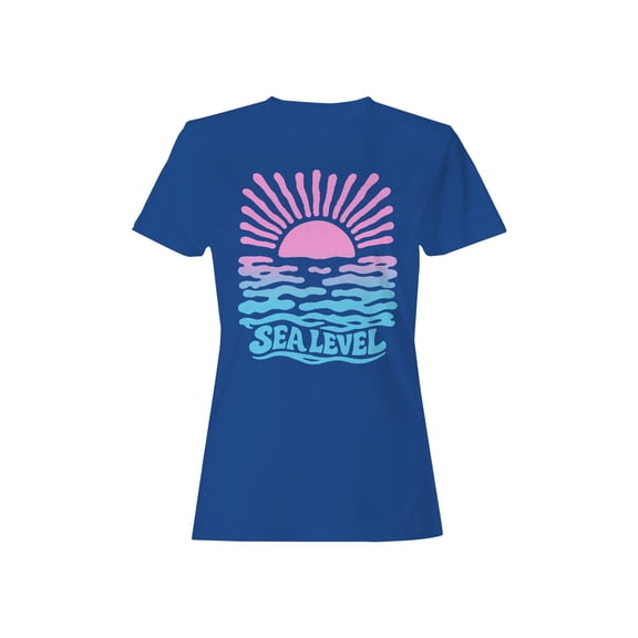 Retro Sea Level Sunset Design Women's T-shirt Blue