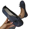 thumbnail image 5 of Blue Women'S Flat Shoes Soft Soled Round Toe Closed Toe Ankle Wrapping Pumps Bow Tie Detail Casual Comfortable For Everyday Wear Slip On Style Size 37, 5 of 6