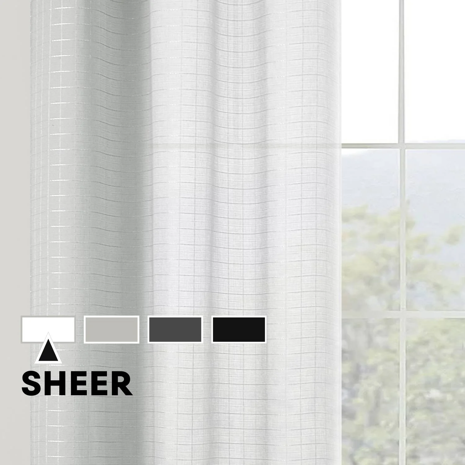 (2 pack) Mainstays Windowpane Sheer Curtain Panel Pair, Set of 2, Soft Silver, 38" W x 84" L