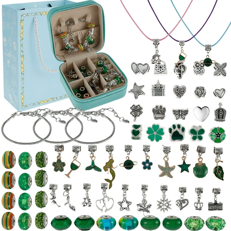 Gotydi 66Pcs Bracelet Making Kit Charm Jewelry Making Kit Including Beads  Pendants Ropes Bracelets DIY Jewelry Beads Chain Craft ,for Teen Girls Gift  