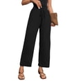 thumbnail image 6 of TEMOFON Women's Wide Leg Linen Pants High Waisted Drawstring Lounge Pants with Pockets Casual Summer Beach Vacation Palazzo Trousers, 6 of 7